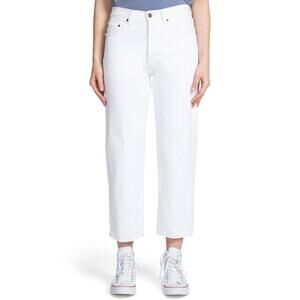 PRPS White C10 Relaxed Boyfriend Straight Leg Crop Jean 100% Cotton High Rise 27